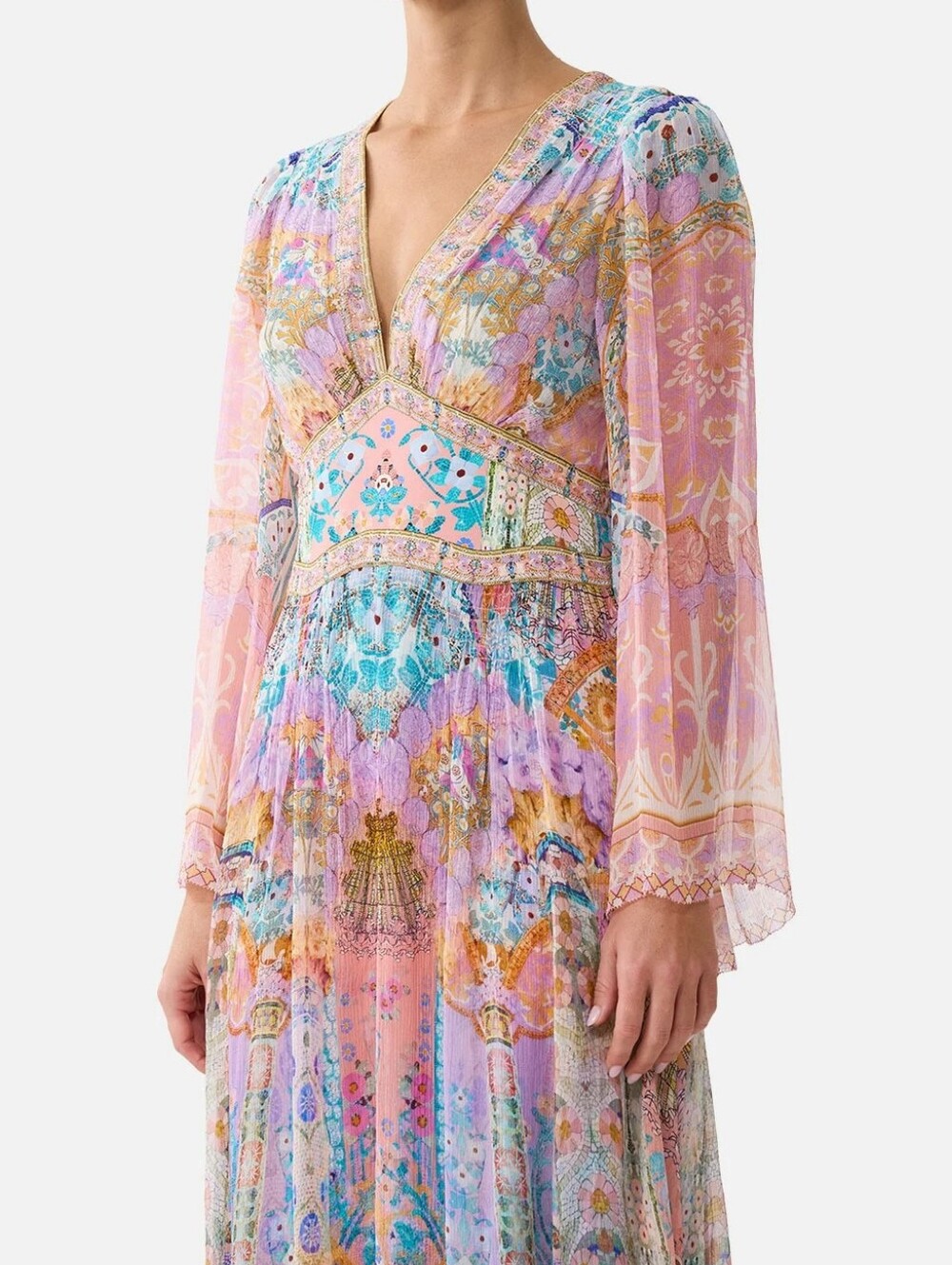 Camilla Flared Sleeve Dress In Howdy Gaudi - Picture 4 of 16